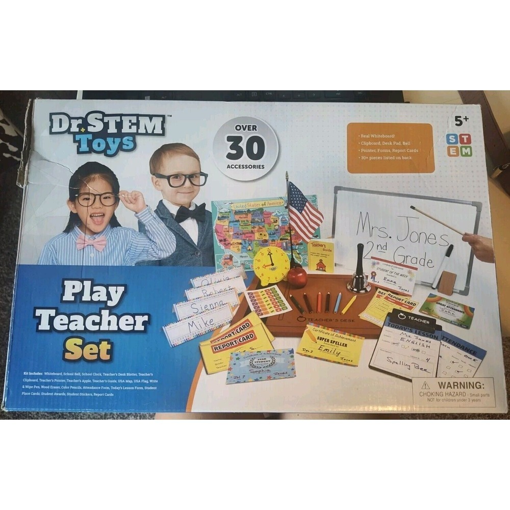Dr. STEM Toys | Play Teacher Role-Play Set Includes Reusable White Board, Bell